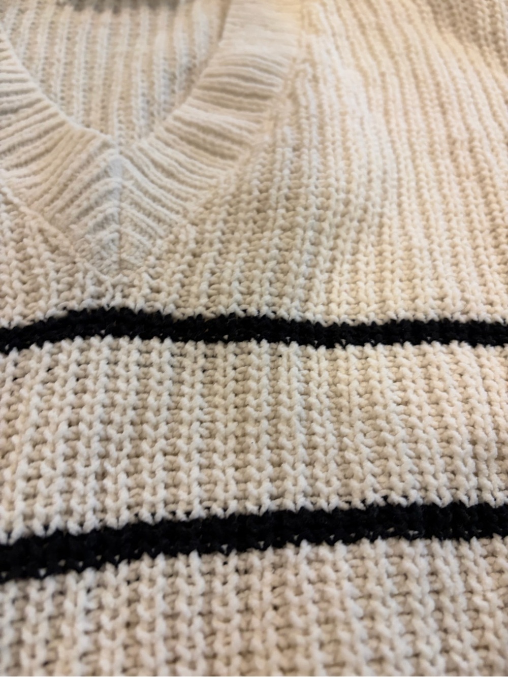 Altar’d State V-Neck Cropped Sweater with Navy Stripes - Picture 2 of 7